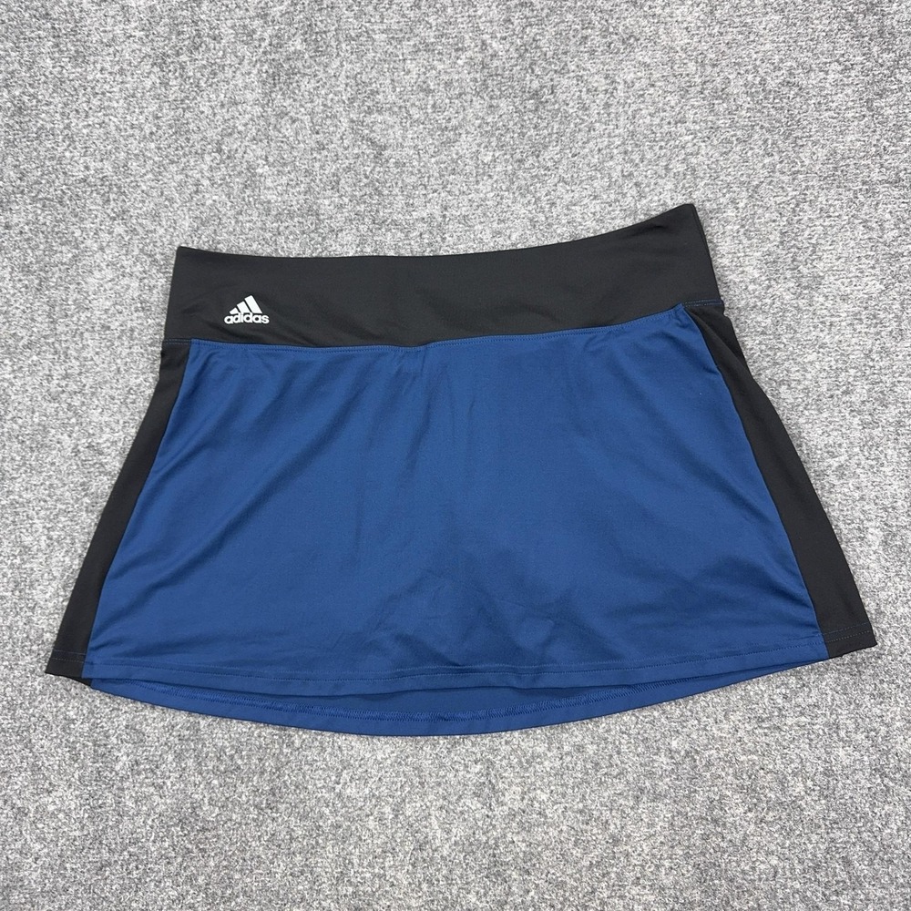 Adidas Skort Womens Large Blue Climalite Colorblock Stretch Lined Running Sport
